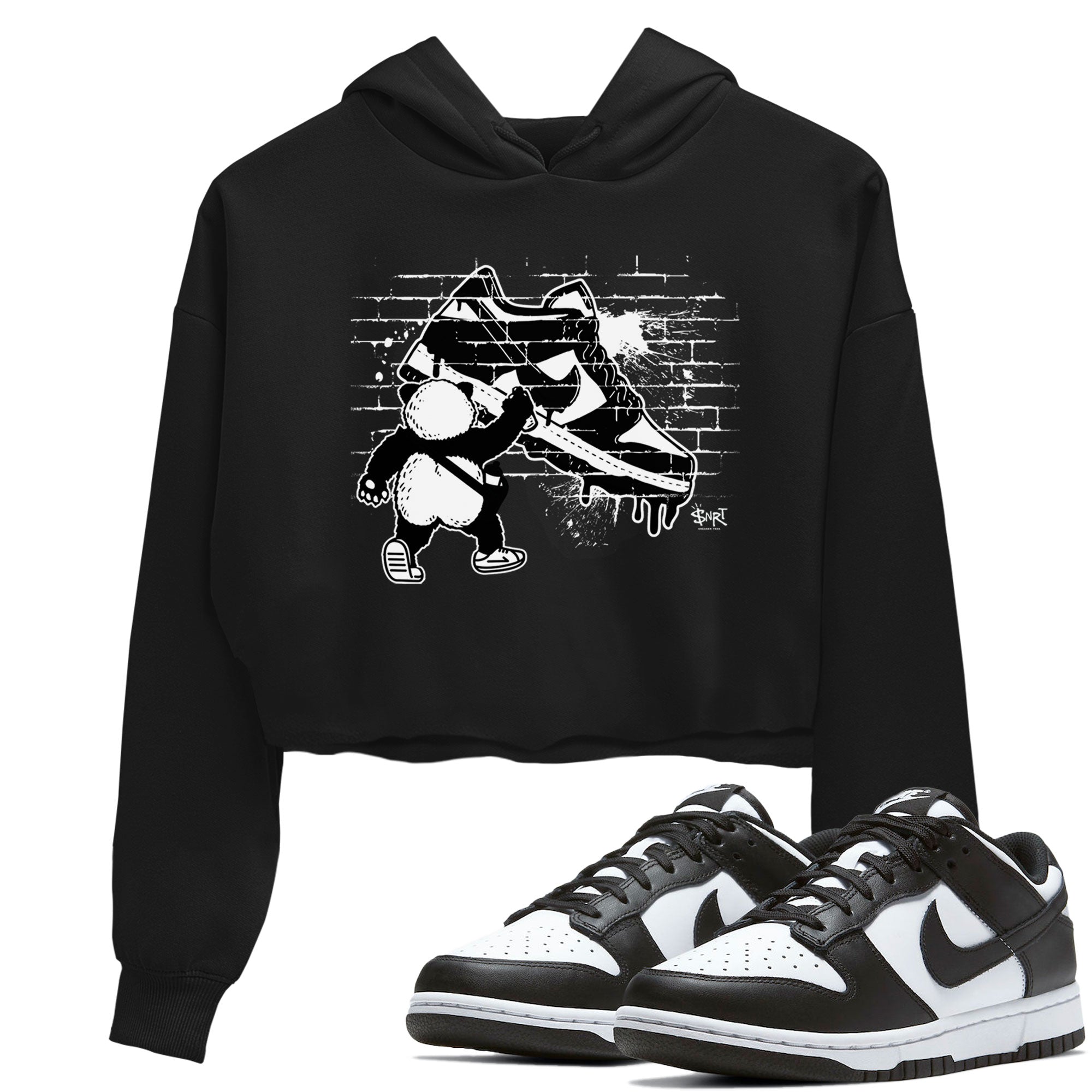Dunk Panda shirt to match jordans Panda Artist sneaker tees Dunk Low Panda Black White SNRT Sneaker Release Tees Black 1 crop length shirt