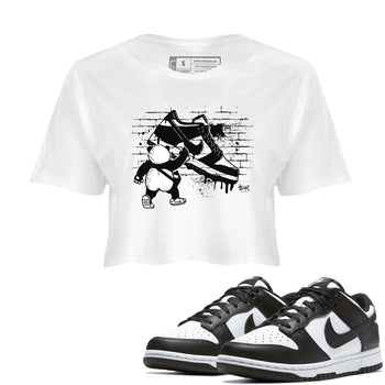 Dunk Panda shirt to match jordans Panda Artist sneaker tees Dunk Low Panda Black White SNRT Sneaker Release Tees White 1 crop length shirt