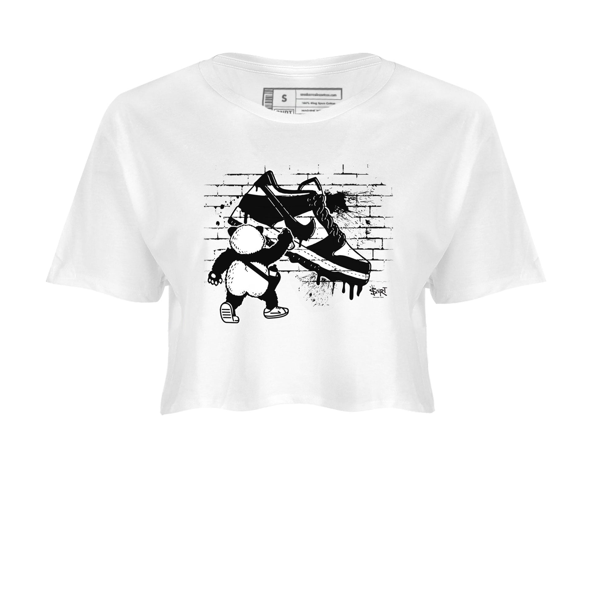 Dunk Panda shirt to match jordans Panda Artist sneaker tees Dunk Low Panda Black White SNRT Sneaker Release Tees White 2 crop length shirt