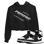 1s Black White shirt to match jordans Past Present Future sneaker tees Air Jordan 1 Black White SNRT Sneaker Release Tees Black 1 crop length shirt