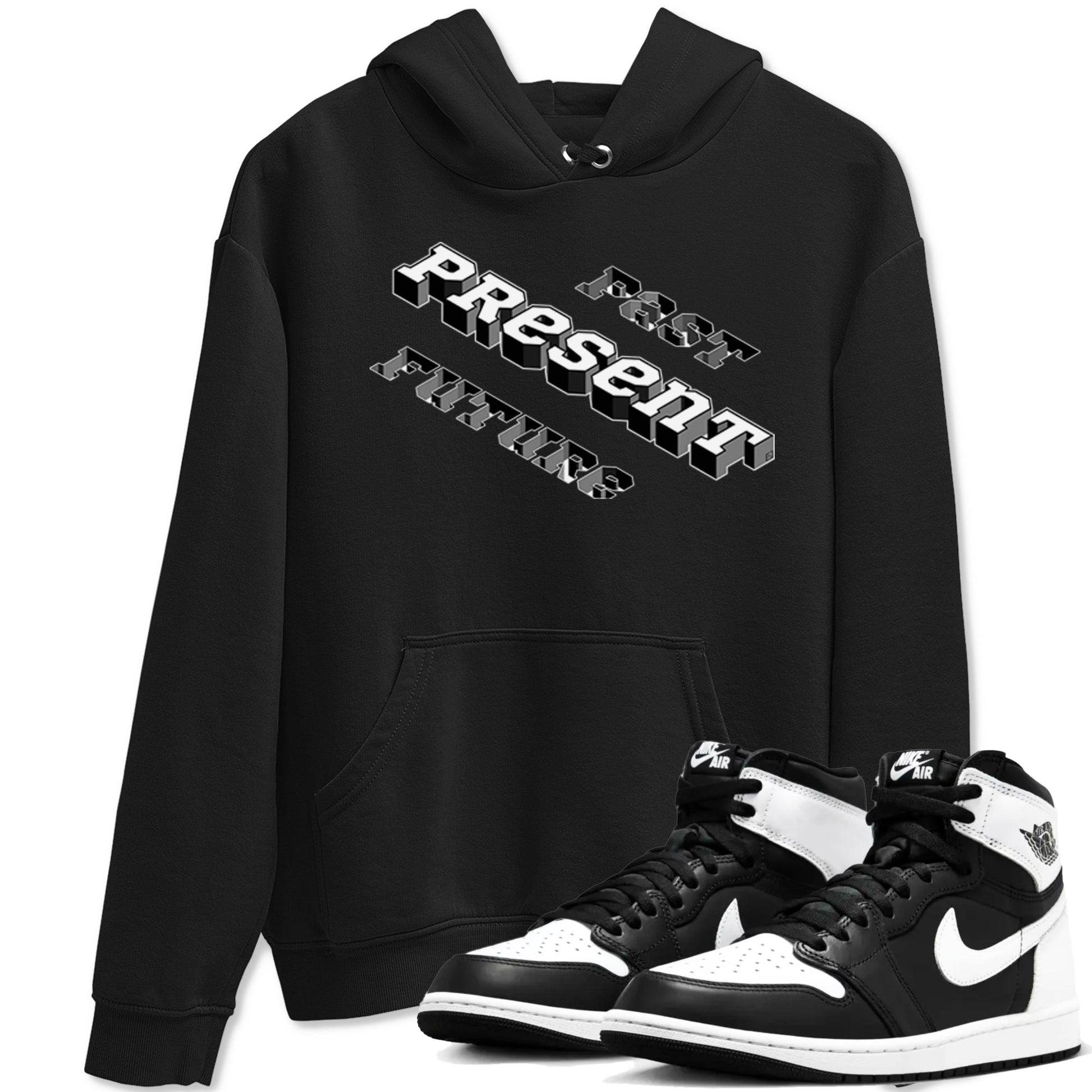 1s Black White shirt to match jordans Past Present Future sneaker tees Air Jordan 1 Black White SNRT Sneaker Release Tees unisex cotton Black 1 crew neck shirt