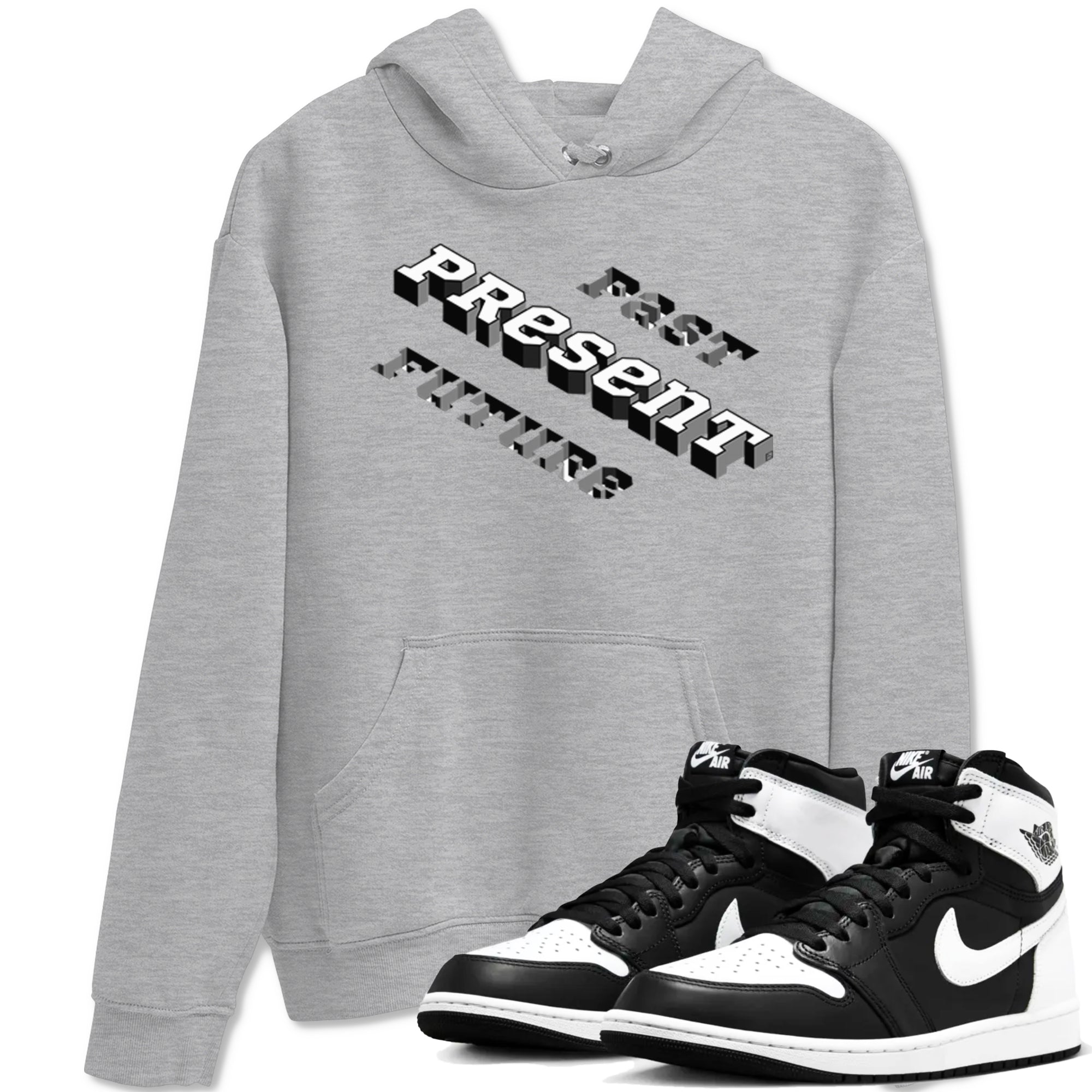 1s Black White shirt to match jordans Past Present Future sneaker tees Air Jordan 1 Black White SNRT Sneaker Release Tees unisex cotton Heather Grey 1 crew neck shirt