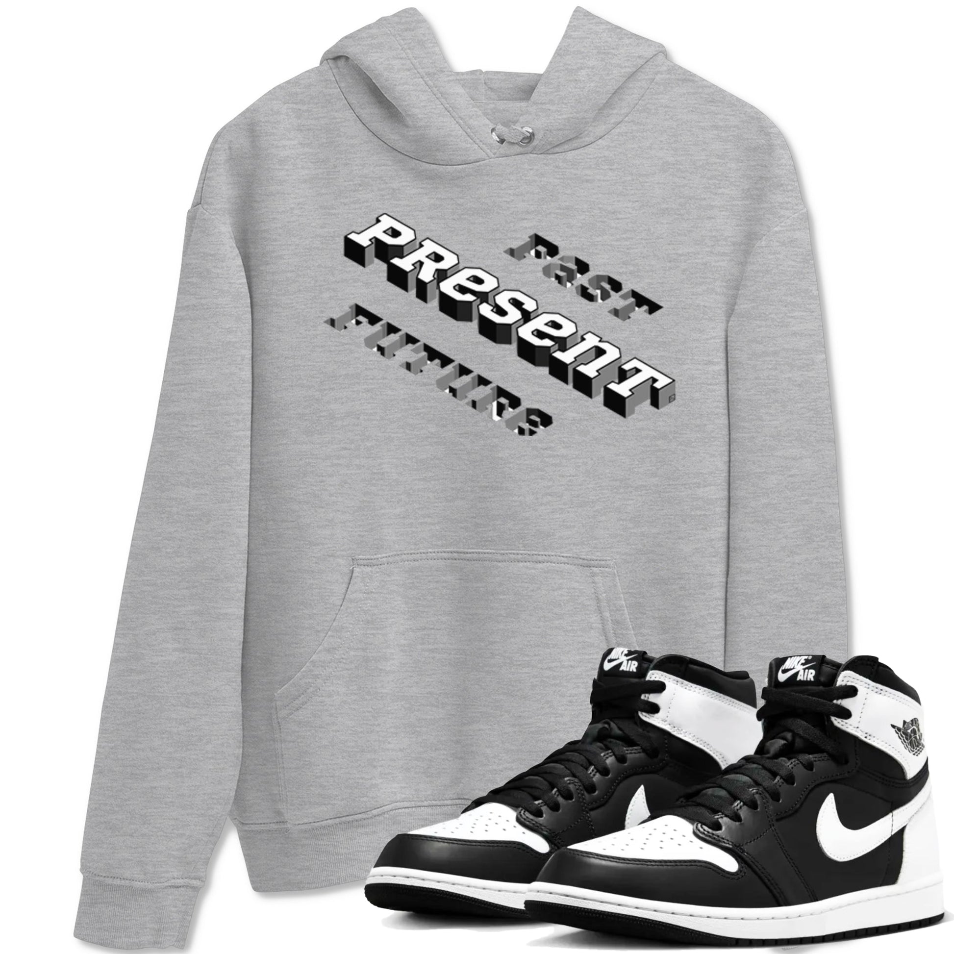 1s Black White shirt to match jordans Past Present Future sneaker tees Air Jordan 1 Black White SNRT Sneaker Release Tees unisex cotton Heather Grey 1 crew neck shirt