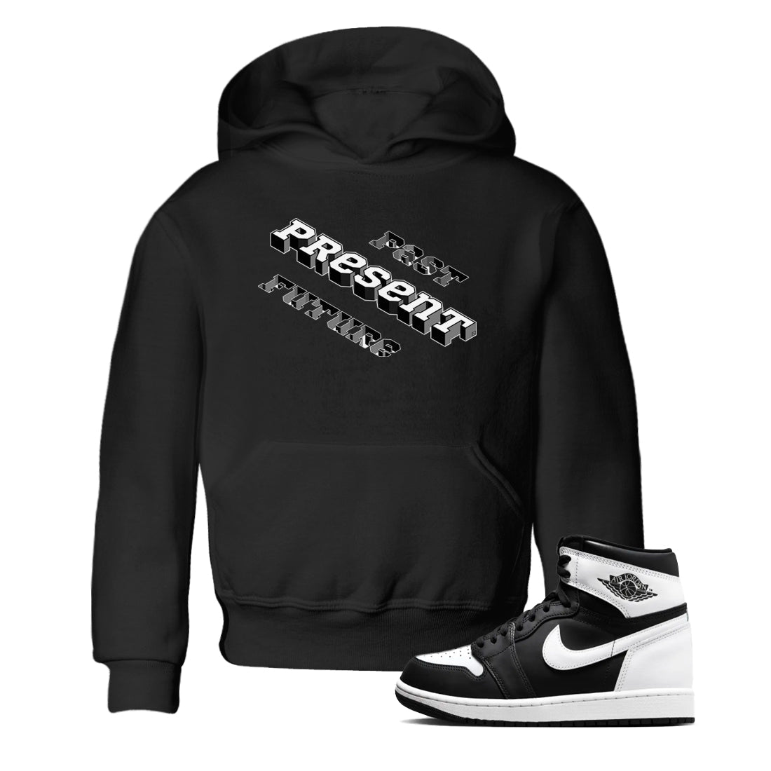 1s Black White shirt to match jordans Past Present Future sneaker tees Air Jordan 1 Black White SNRT sneaker release tees baby toddler Black 1 cotton Shirt