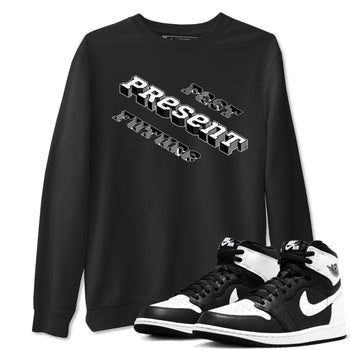 1s Black White shirt to match jordans Past Present Future sneaker tees Air Jordan 1 Black White SNRT Sneaker Release Tees unisex cotton Black 1 crew neck shirt