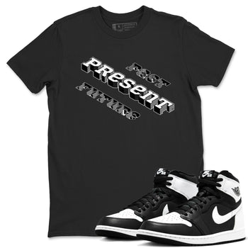 1s Black White shirt to match jordans Past Present Future sneaker tees Air Jordan 1 Black White SNRT Sneaker Release Tees unisex cotton Black 1 crew neck shirt