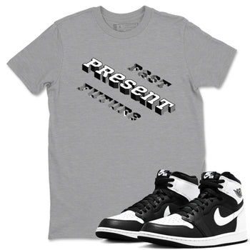 1s Black White shirt to match jordans Past Present Future sneaker tees Air Jordan 1 Black White SNRT Sneaker Release Tees unisex cotton Heather Grey 1 crew neck shirt