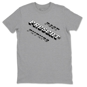 1s Black White shirt to match jordans Past Present Future sneaker tees Air Jordan 1 Black White SNRT Sneaker Release Tees unisex cotton Heather Grey 2 crew neck shirt