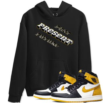 1s Yellow Ochre shirt to match jordans Past Present Future sneaker tees Air Jordan 1 High OG Yellow Ochre SNRT Sneaker Release Tees unisex cotton Black 1 crew neck shirt