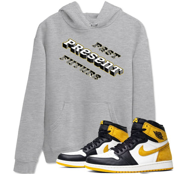1s Yellow Ochre shirt to match jordans Past Present Future sneaker tees Air Jordan 1 High OG Yellow Ochre SNRT Sneaker Release Tees unisex cotton Heather Grey 1 crew neck shirt