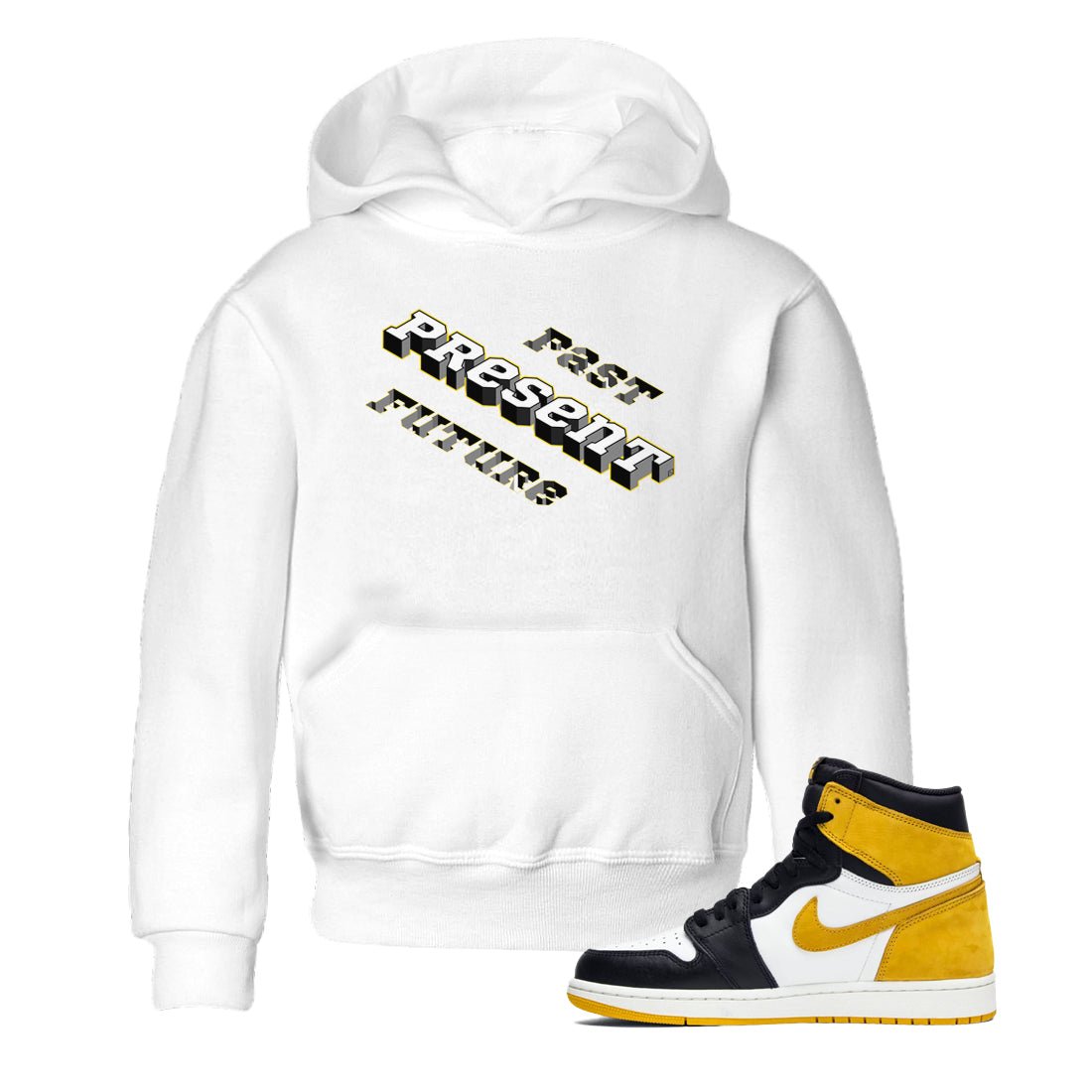 1s Yellow Ochre shirt to match jordans Past Present Future sneaker tees Air Jordan 1 High OG Yellow Ochre SNRT sneaker release tees baby toddler White 1 cotton Shirt