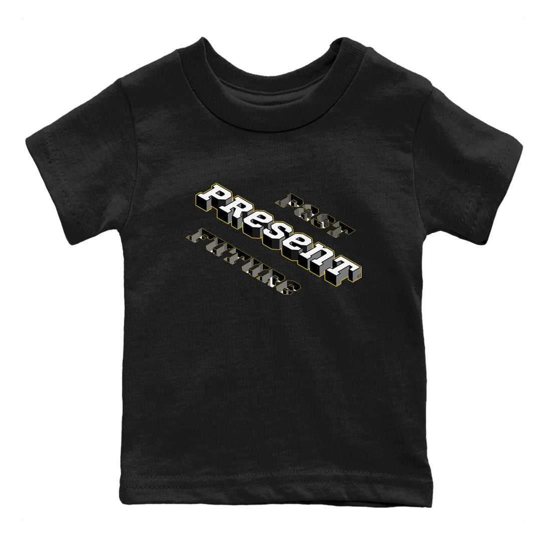 1s Yellow Ochre shirt to match jordans Past Present Future sneaker tees Air Jordan 1 High OG Yellow Ochre SNRT sneaker release tees baby toddler Black 2 cotton Shirt