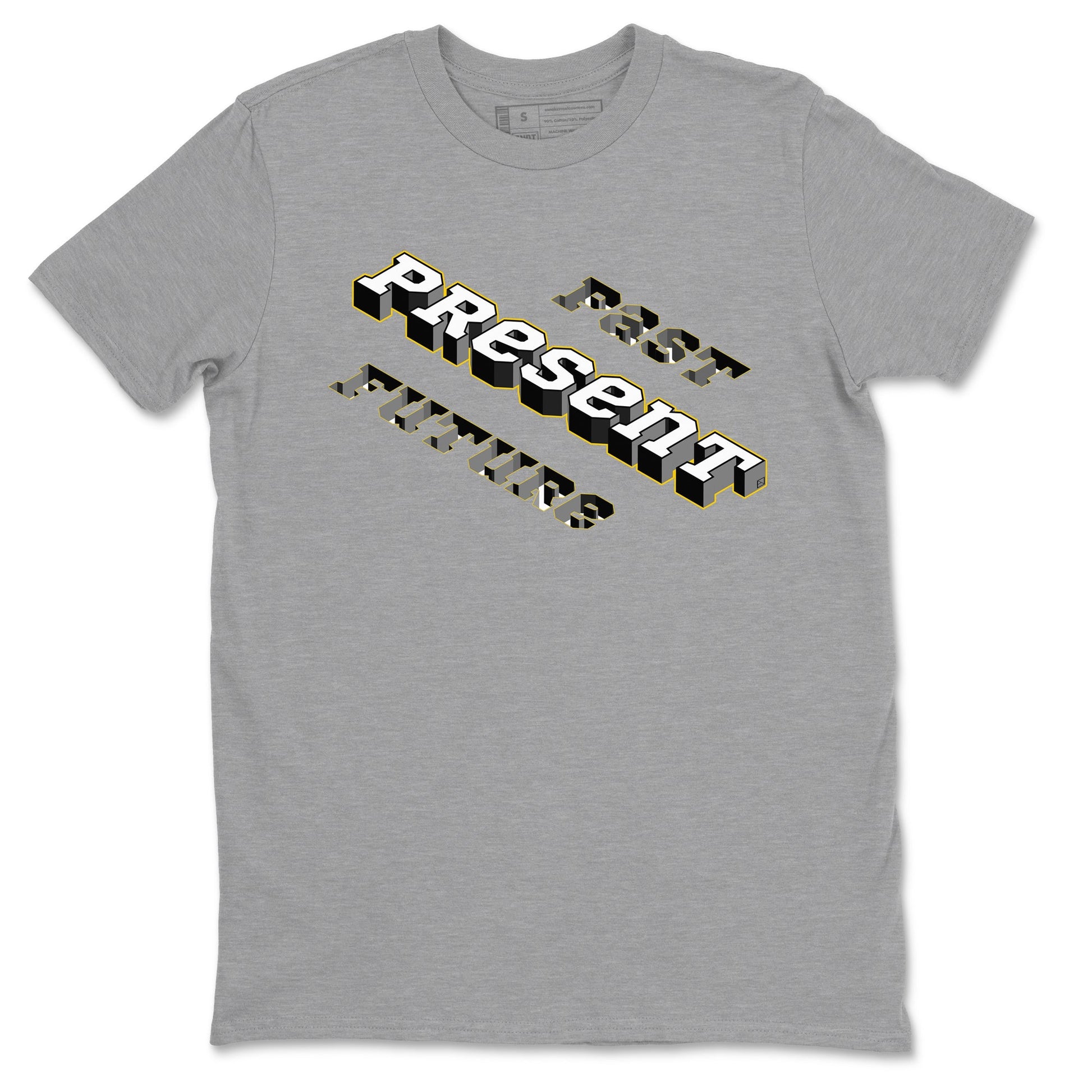 1s Yellow Ochre shirt to match jordans Past Present Future sneaker tees Air Jordan 1 High OG Yellow Ochre SNRT Sneaker Release Tees unisex cotton Heather Grey 2 crew neck shirt