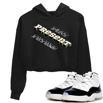 11s Gratitude shirt to match jordans Past Present Future sneaker match tee Air Jordan 11 Gratitude SNRT Sneaker Tees Black 1 women's crop tee