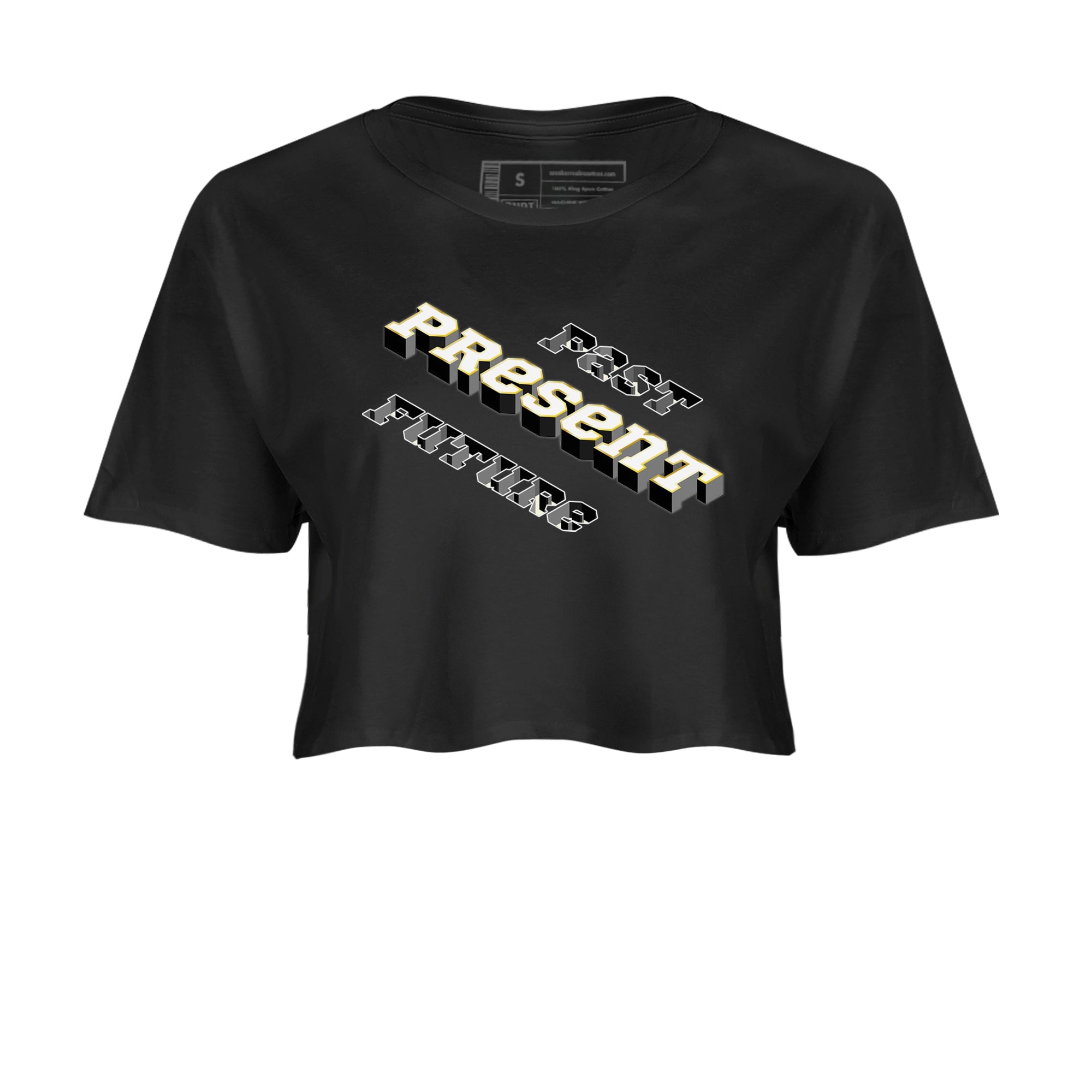 11s Gratitude shirt to match jordans Past Present Future sneaker match tee Air Jordan 11 Gratitude SNRT Sneaker Tees Black 2 women's crop tee