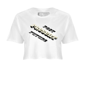 11s Gratitude shirt to match jordans Past Present Future sneaker match tee Air Jordan 11 Gratitude SNRT Sneaker Tees White 2 women's crop tee