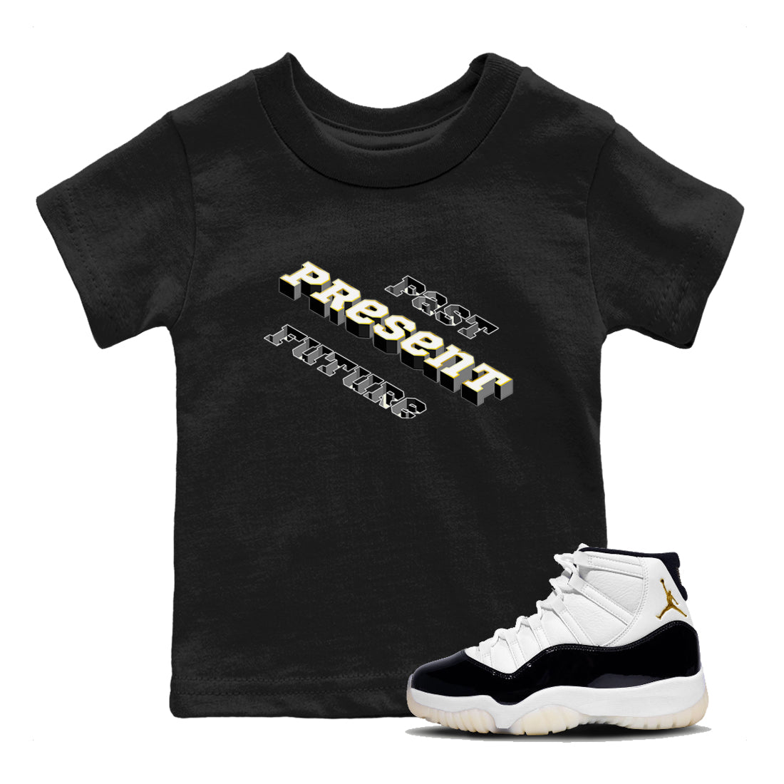11s Gratitude shirt to match jordans Past Present Future sneaker match tee Air Jordan 11 Gratitude SNRT Sneaker Tees baby toddler Black 1 cotton Shirt