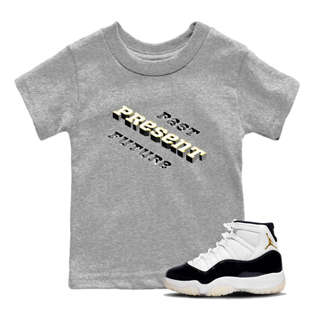 11s Gratitude shirt to match jordans Past Present Future sneaker match tee Air Jordan 11 Gratitude SNRT Sneaker Tees baby toddler Heather Grey 1 cotton Shirt