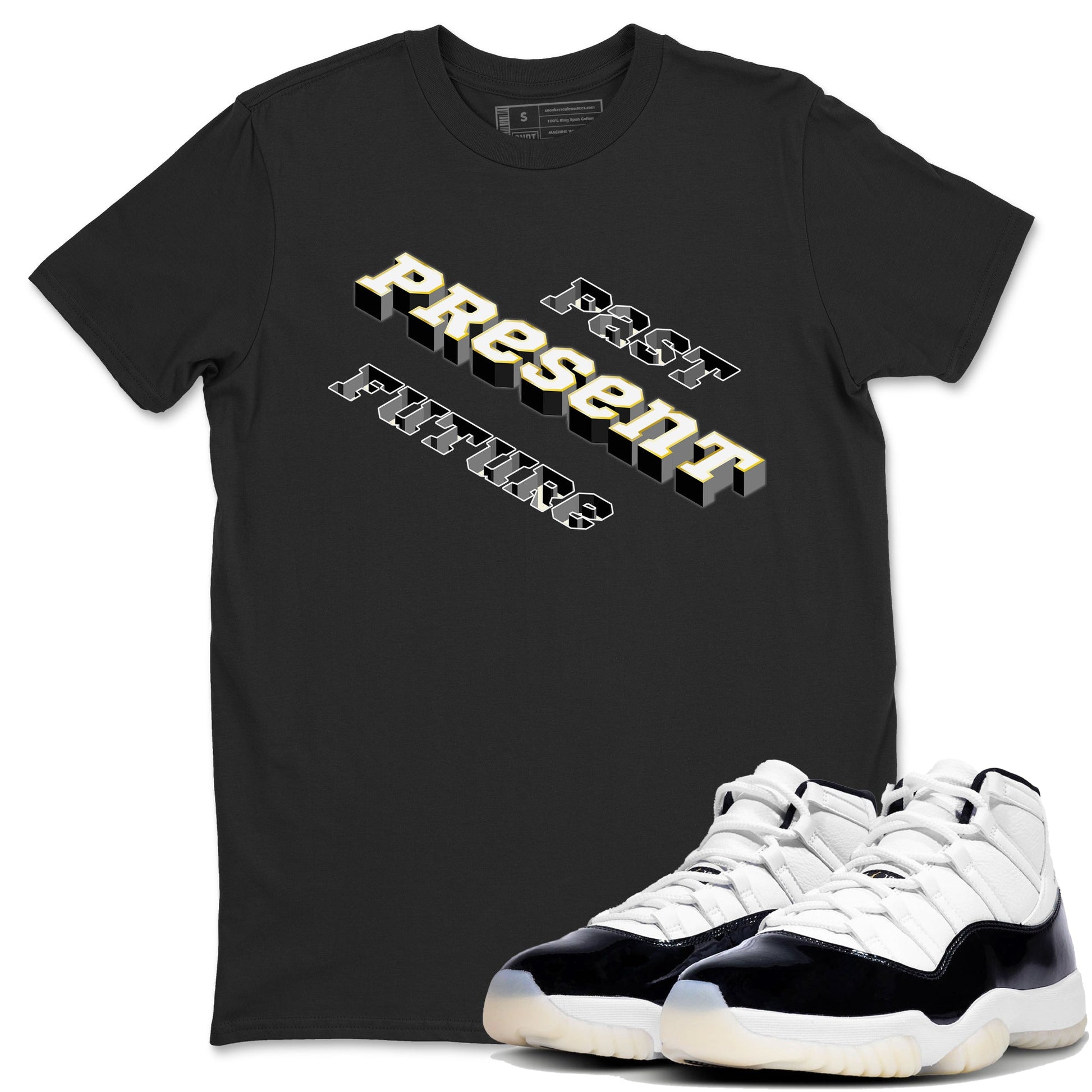 11s Gratitude shirt to match jordans Past Present Future sneaker match tee AA57:AA123 unisex cotton Black 1 crew neck shirt