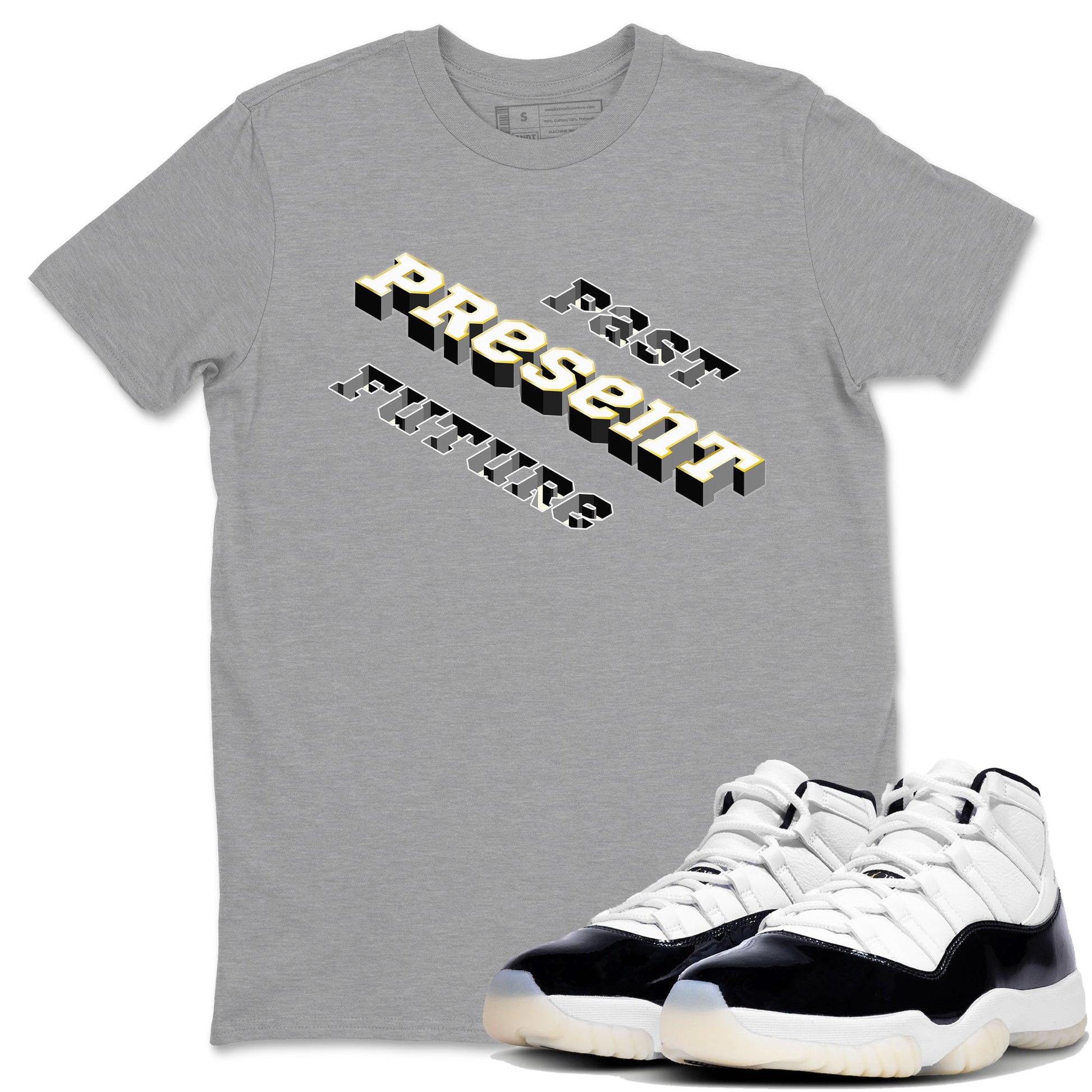 11s Gratitude shirt to match jordans Past Present Future sneaker match tee AJ11 Gratitude SNRT Sneaker Tees unisex cotton Heather Grey 1 crew neck shirt