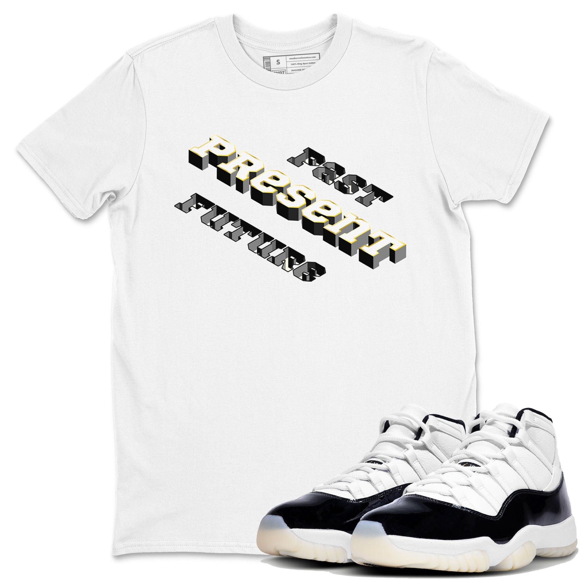 11s Gratitude shirt to match jordans Past Present Future sneaker match tee AJ11 Gratitude SNRT Sneaker Tees unisex cotton White 1 crew neck shirt