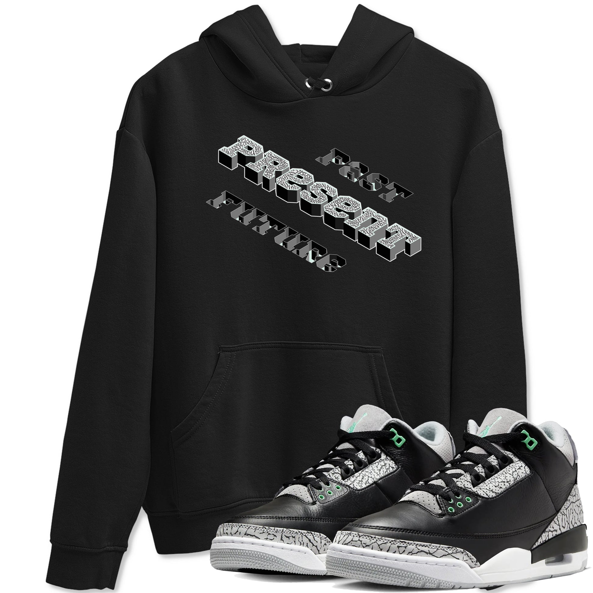 3s Green Glow shirt to match jordans Past Present Future sneaker tees Air Jordan 3 Green Glow SNRT Sneaker Release Tees unisex cotton Black 1 crew neck shirt