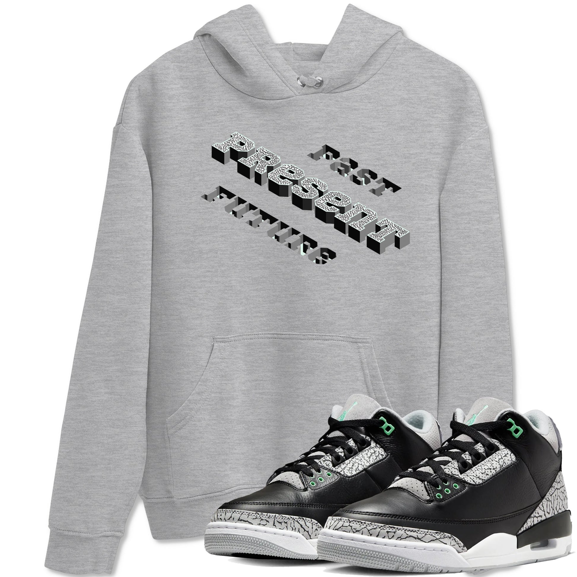 3s Green Glow shirt to match jordans Past Present Future sneaker tees Air Jordan 3 Green Glow SNRT Sneaker Release Tees unisex cotton Heather Grey 1 crew neck shirt