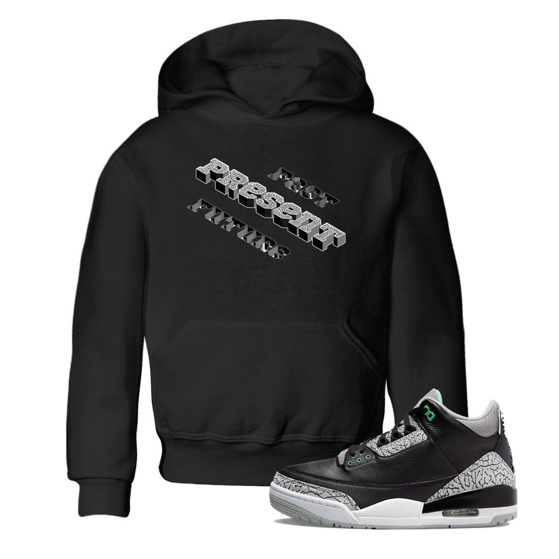 3s Green Glow shirt to match jordans Past Present Future sneaker tees Air Jordan 3 Green Glow SNRT sneaker release tees baby toddler Black 1 cotton Shirt