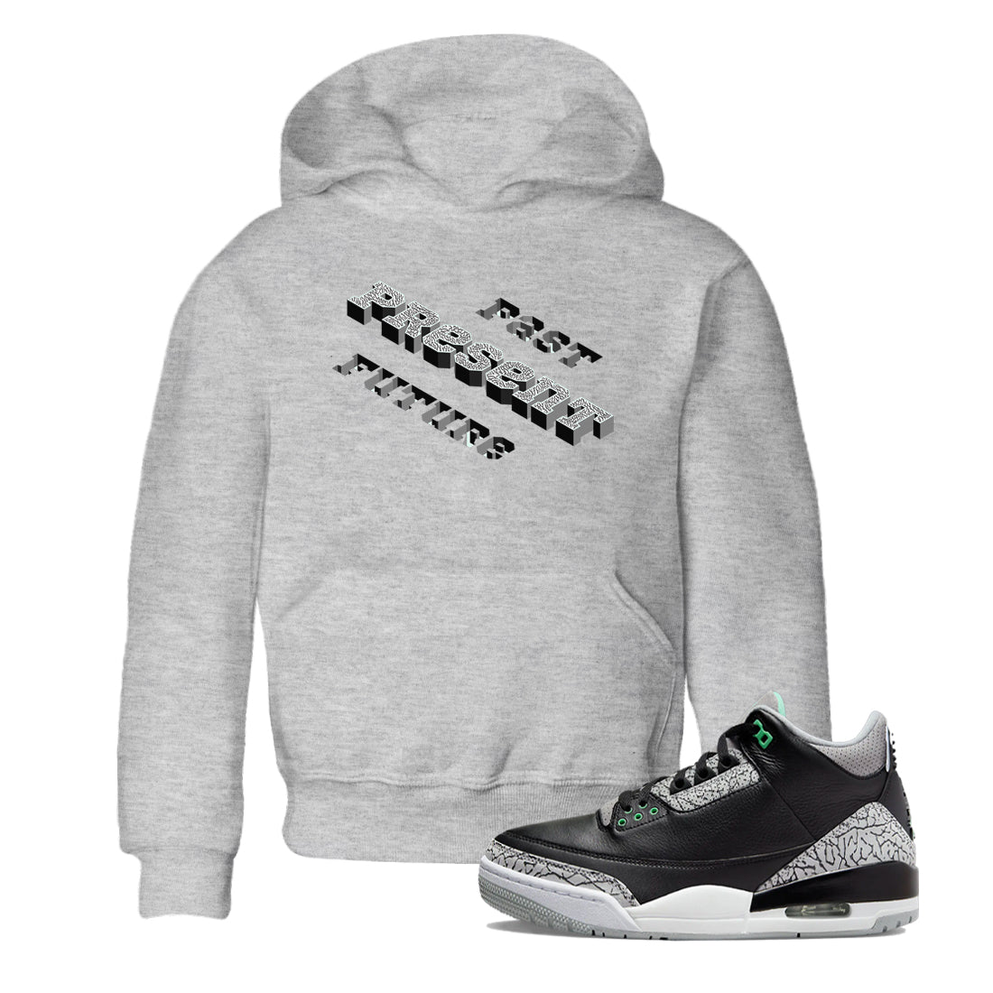 3s Green Glow shirt to match jordans Past Present Future sneaker tees Air Jordan 3 Green Glow SNRT sneaker release tees baby toddler Heather Grey 1 cotton Shirt