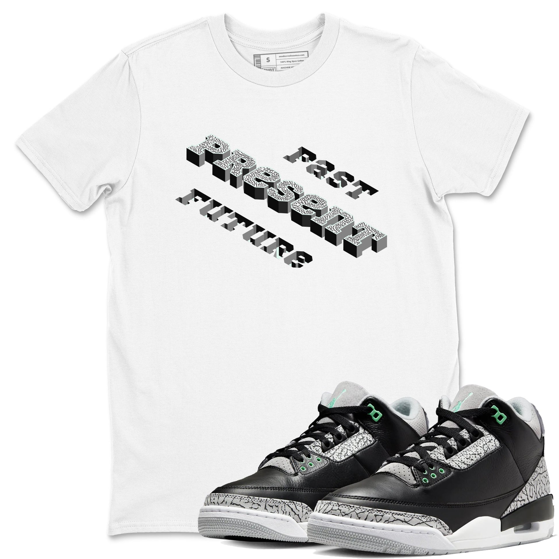 3s Green Glow shirt to match jordans Past Present Future sneaker tees Air Jordan 3 Green Glow SNRT Sneaker Release Tees unisex cotton White 1 crew neck shirt