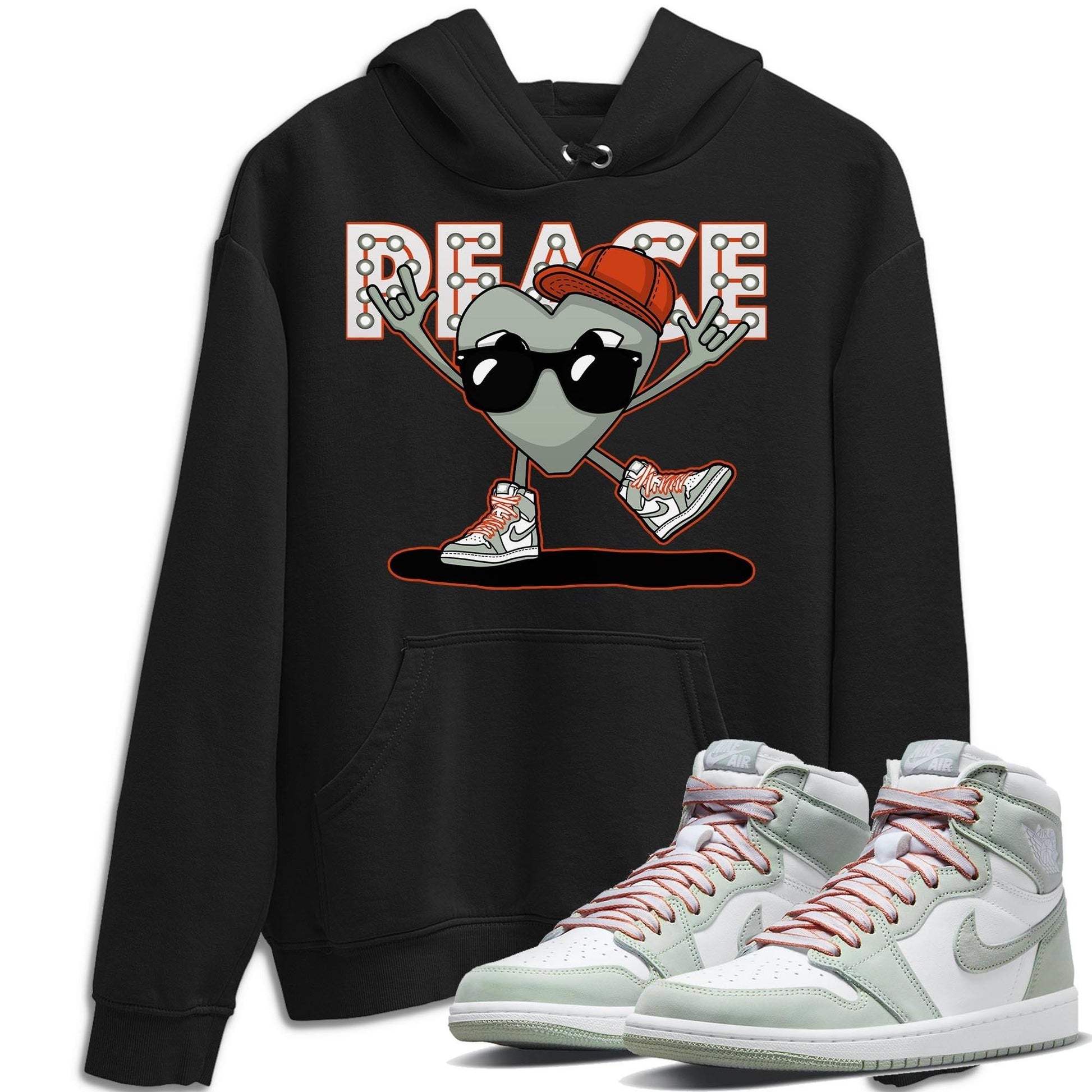 Jordan 1 Seafoam Sneaker Match Tees Peace Heart Sneaker Tees Jordan 1 Seafoam Sneaker Release Tees Unisex Shirts