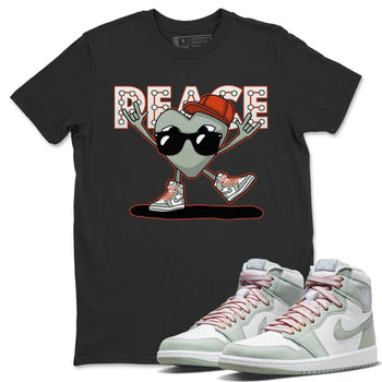 Jordan 1 Seafoam Sneaker Match Tees Peace Heart Sneaker Tees Jordan 1 Seafoam Sneaker Release Tees Unisex Shirts