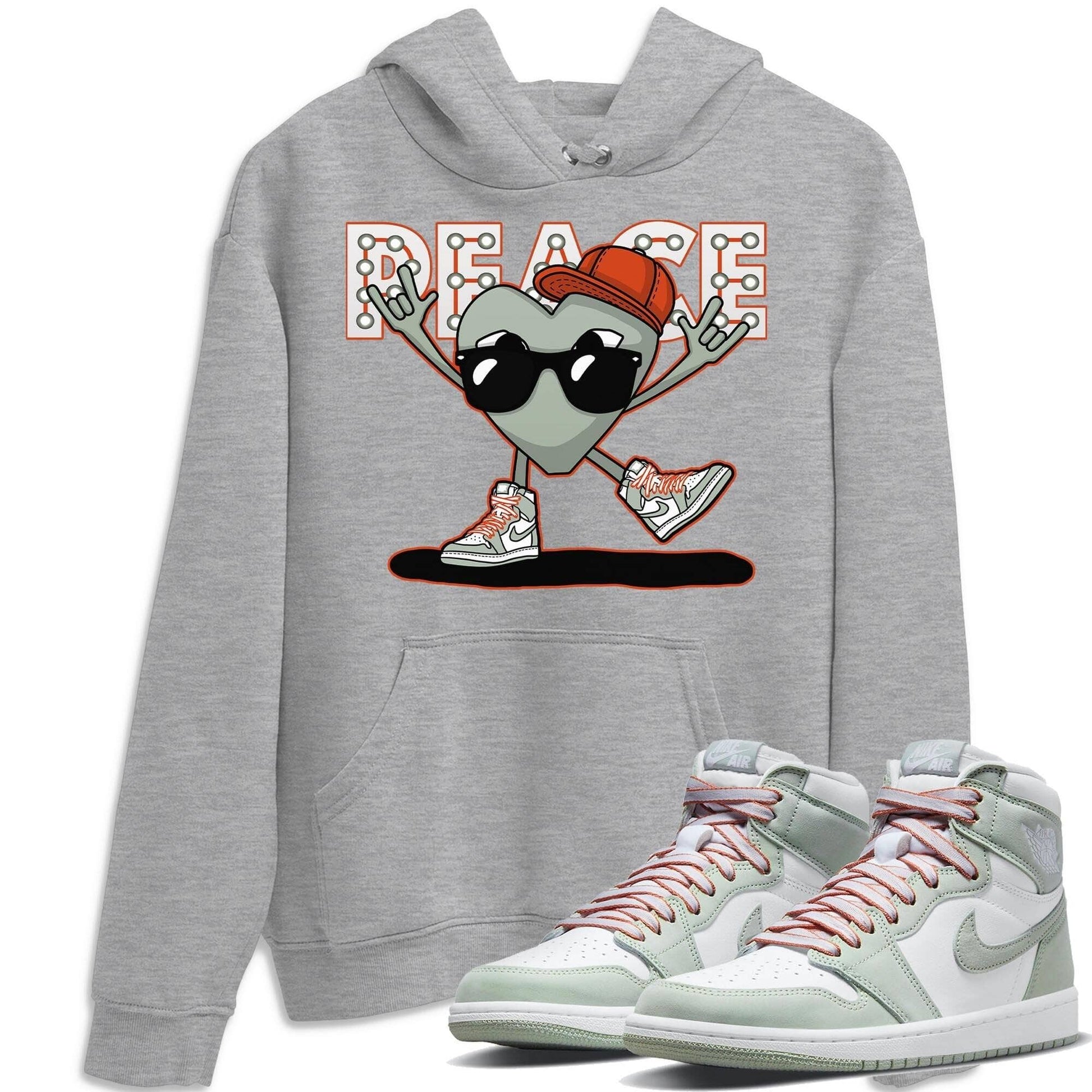 Jordan 1 Seafoam Sneaker Match Tees Peace Heart Sneaker Tees Jordan 1 Seafoam Sneaker Release Tees Unisex Shirts