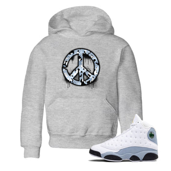 Air Jordan 13 Blue Grey shirt to match jordans Peace Sign sneaker tees AJ13 Blue Grey SNRT sneaker release tees baby toddler Heather Grey 1 cotton Shirt