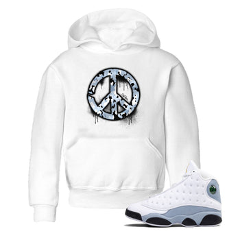 Air Jordan 13 Blue Grey shirt to match jordans Peace Sign sneaker tees AJ13 Blue Grey SNRT sneaker release tees baby toddler White 1 cotton Shirt