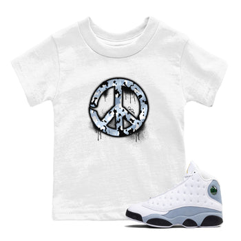 Air Jordan 13 Blue Grey shirt to match jordans Peace Sign sneaker tees AJ13 Blue Grey SNRT sneaker release tees baby toddler White 1 cotton Shirt