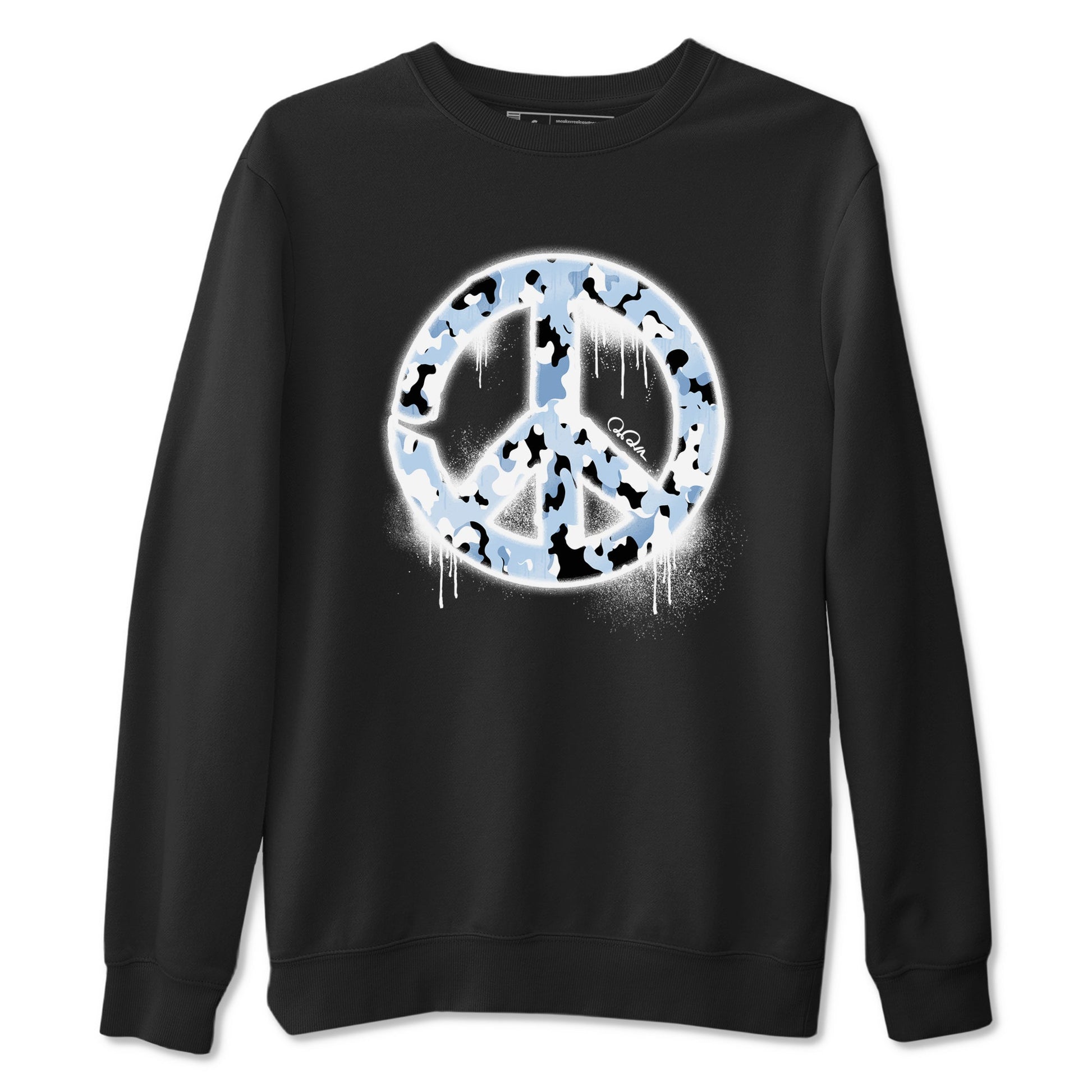 Air Jordan 13 Blue Grey shirt to match jordans Peace Sign sneaker tees AJ13 Blue Grey SNRT Sneaker Release Tees unisex cotton Black 2 crew neck shirt