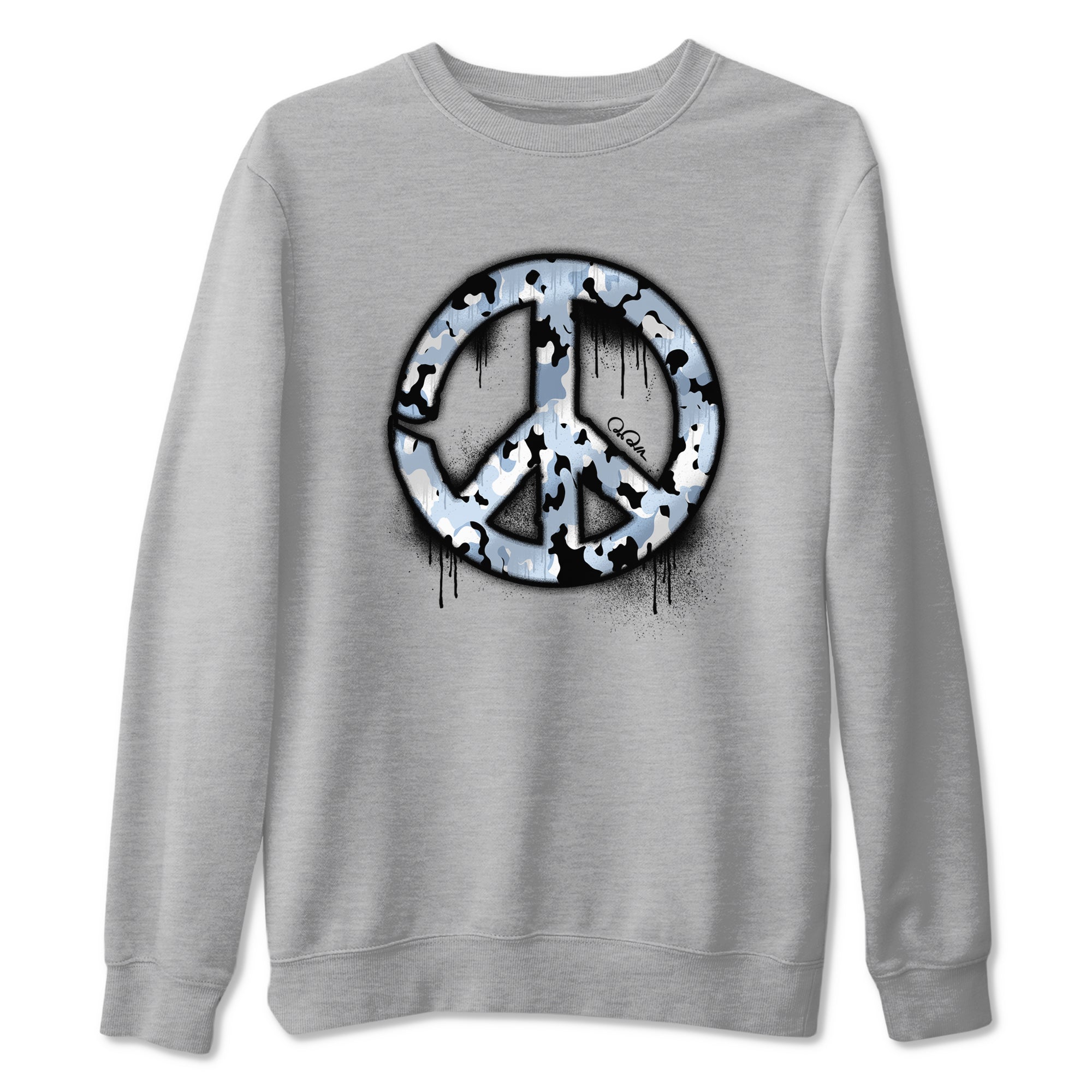 Air Jordan 13 Blue Grey shirt to match jordans Peace Sign sneaker tees AJ13 Blue Grey SNRT Sneaker Release Tees unisex cotton Heather Grey 2 crew neck shirt