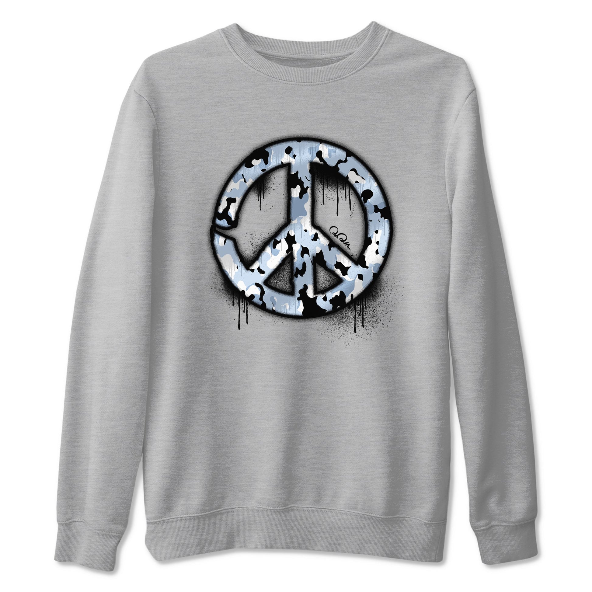 Air Jordan 13 Blue Grey shirt to match jordans Peace Sign sneaker tees AJ13 Blue Grey SNRT Sneaker Release Tees unisex cotton Heather Grey 2 crew neck shirt