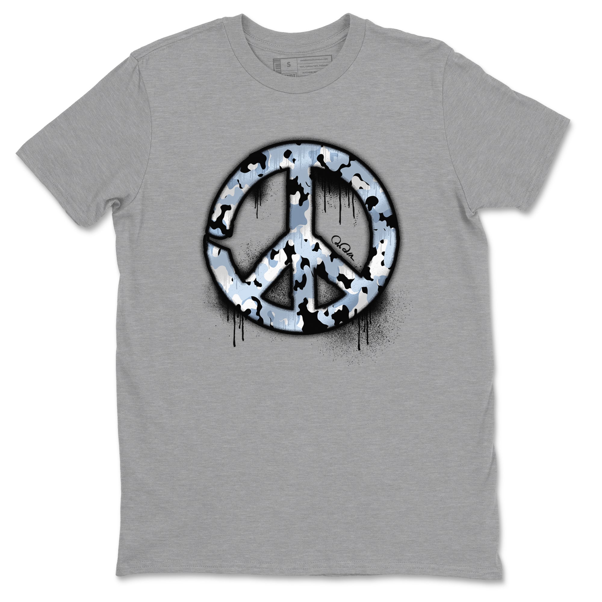 Air Jordan 13 Blue Grey shirt to match jordans Peace Sign sneaker tees AJ13 Blue Grey SNRT Sneaker Release Tees unisex cotton Heather Grey 2 crew neck shirt