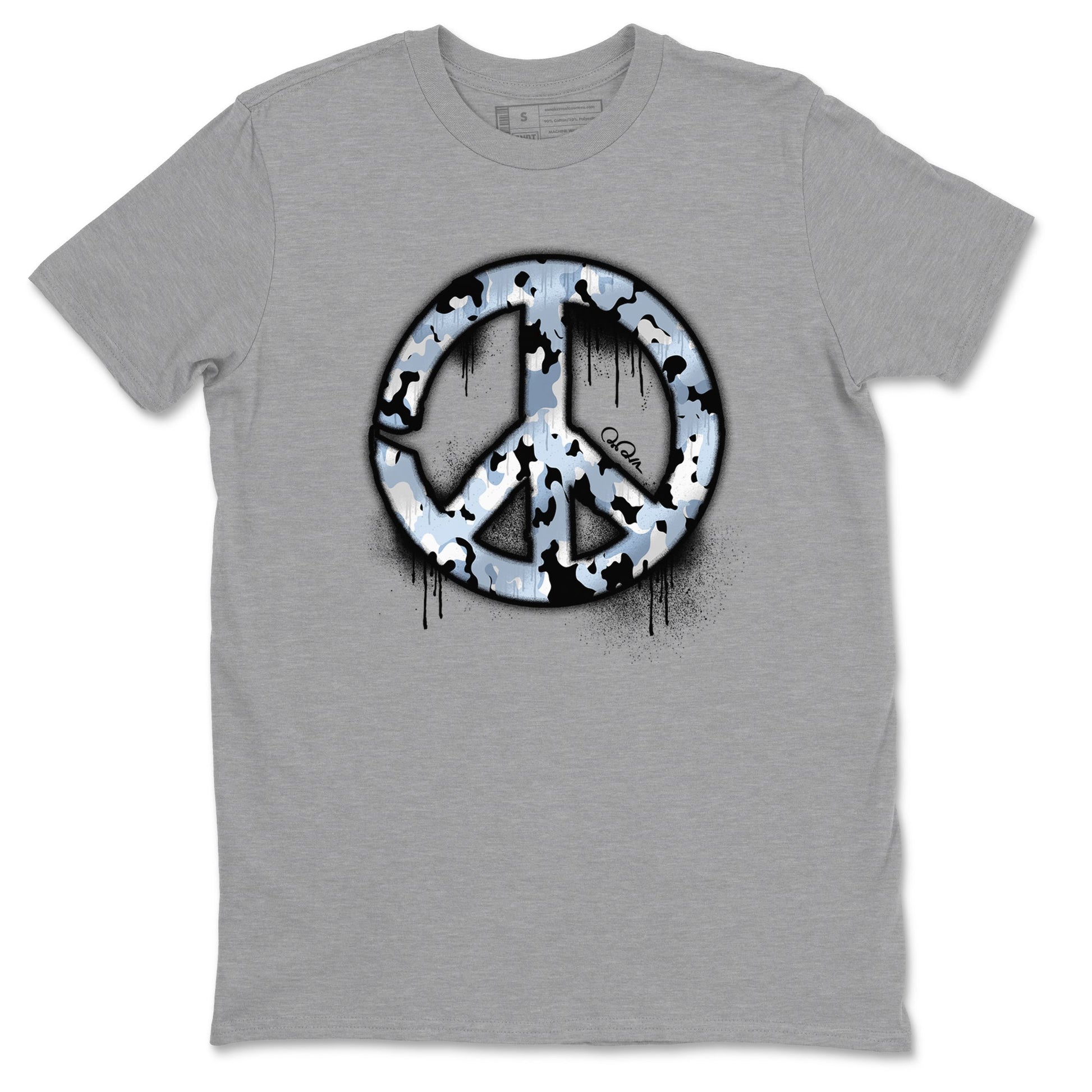 Air Jordan 13 Blue Grey shirt to match jordans Peace Sign sneaker tees AJ13 Blue Grey SNRT Sneaker Release Tees unisex cotton Heather Grey 2 crew neck shirt