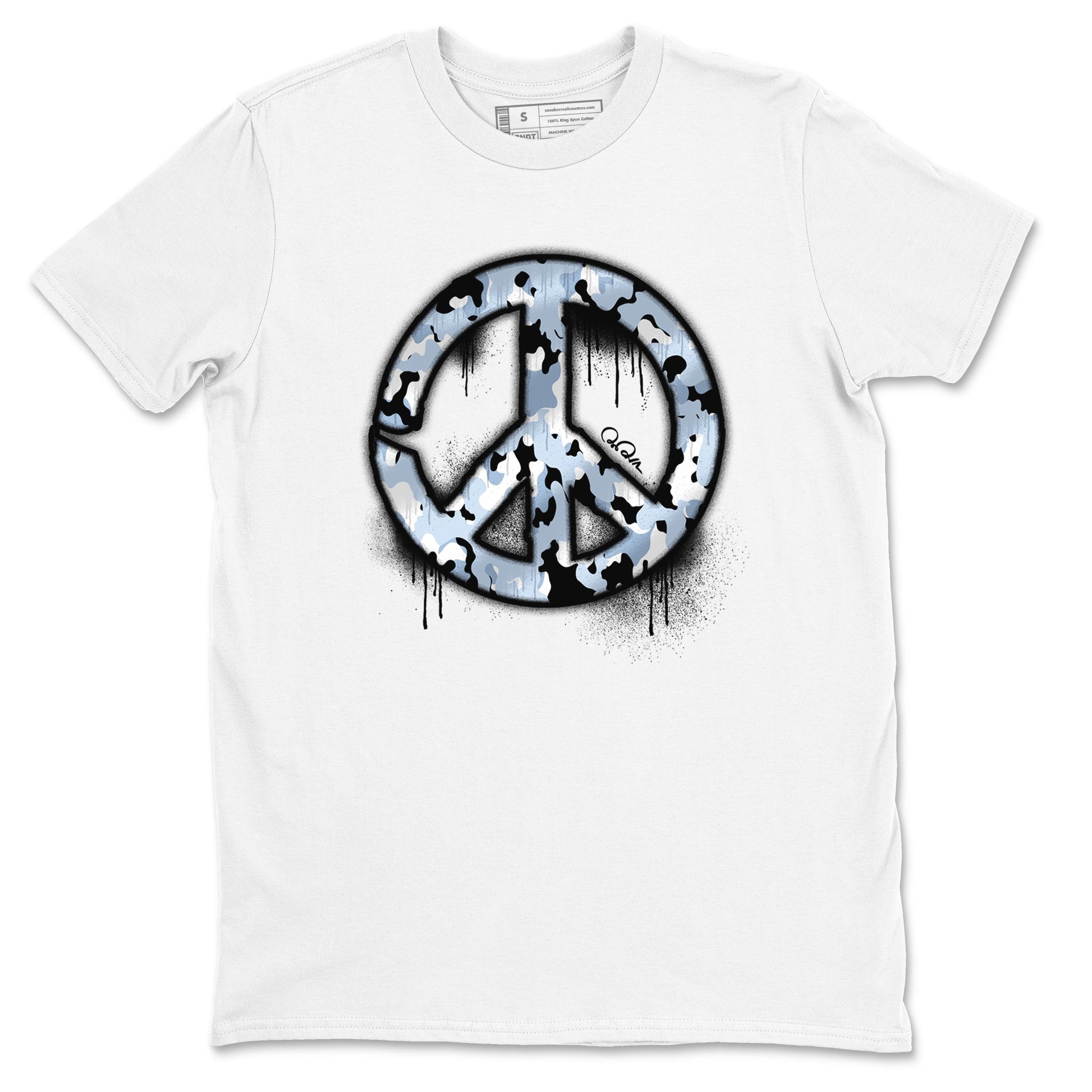 Air Jordan 13 Blue Grey shirt to match jordans Peace Sign sneaker tees AJ13 Blue Grey SNRT Sneaker Release Tees unisex cotton White 2 crew neck shirt
