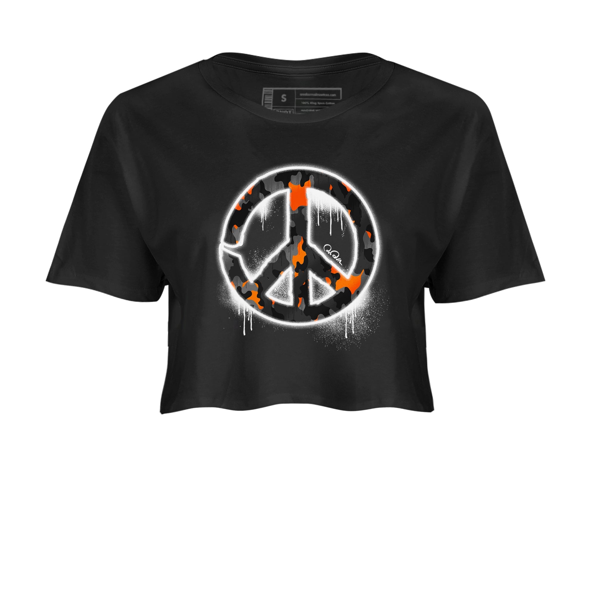 Air Jordan 3 Fear shirt to match jordans Peace Sign sneaker tees AJ3 Fear SNRT Sneaker Release Tees Black 2 Crop T-Shirt