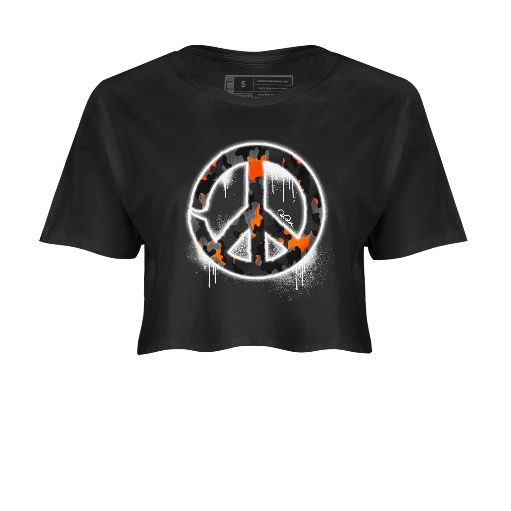 Air Jordan 3 Fear shirt to match jordans Peace Sign sneaker tees AJ3 Fear SNRT Sneaker Release Tees Black 2 Crop T-Shirt
