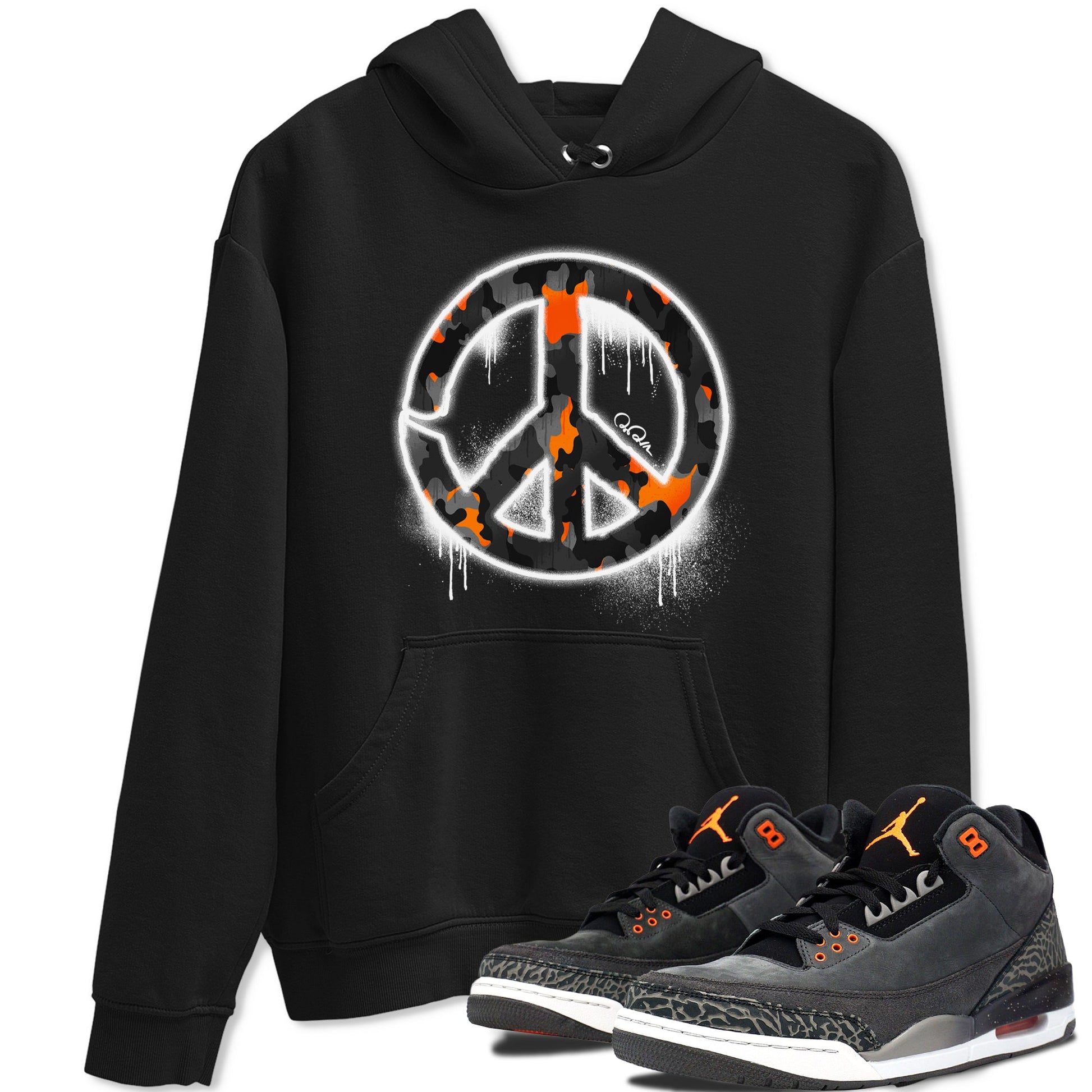 Air Jordan 3 Fear shirt to match jordans Peace Sign sneaker tees AJ3 Fear SNRT Sneaker Release Tees Unisex Black 1 T-Shirt
