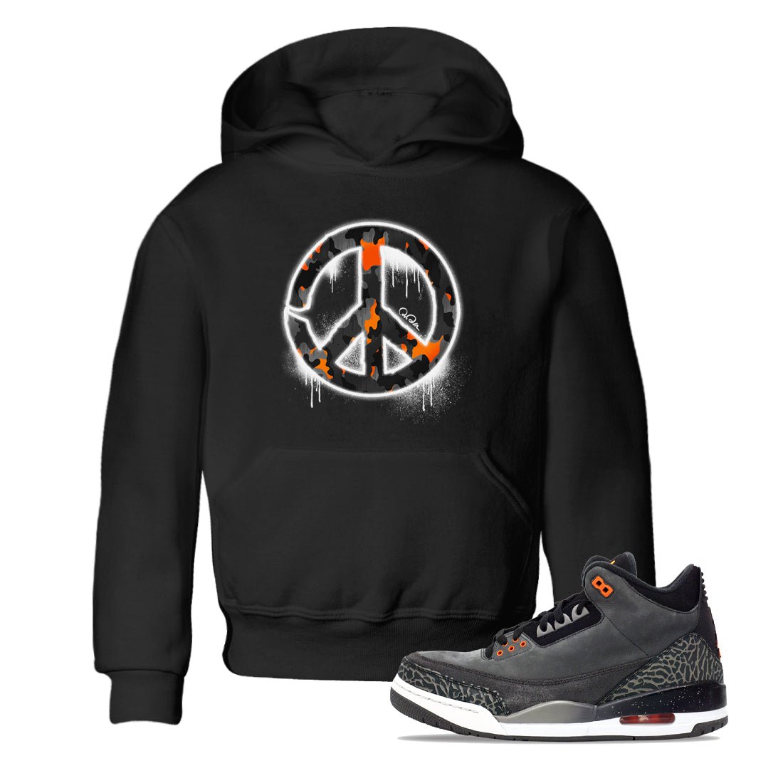 Air Jordan 3 Fear shirt to match jordans Peace Sign sneaker tees AJ3 Fear SNRT Sneaker Release Tees Baby Toddler Black 1 T-Shirt