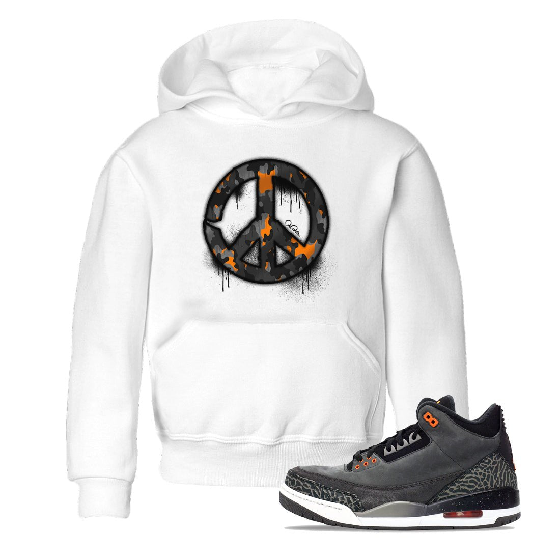 Air Jordan 3 Fear shirt to match jordans Peace Sign sneaker tees AJ3 Fear SNRT Sneaker Release Tees Baby Toddler White 1 T-Shirt