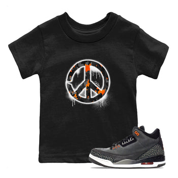 Air Jordan 3 Fear shirt to match jordans Peace Sign sneaker tees AJ3 Fear SNRT Sneaker Release Tees Baby Toddler Black 1 T-Shirt