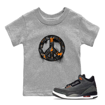 Air Jordan 3 Fear shirt to match jordans Peace Sign sneaker tees AJ3 Fear SNRT Sneaker Release Tees Baby Toddler Heather Grey 1 T-Shirt