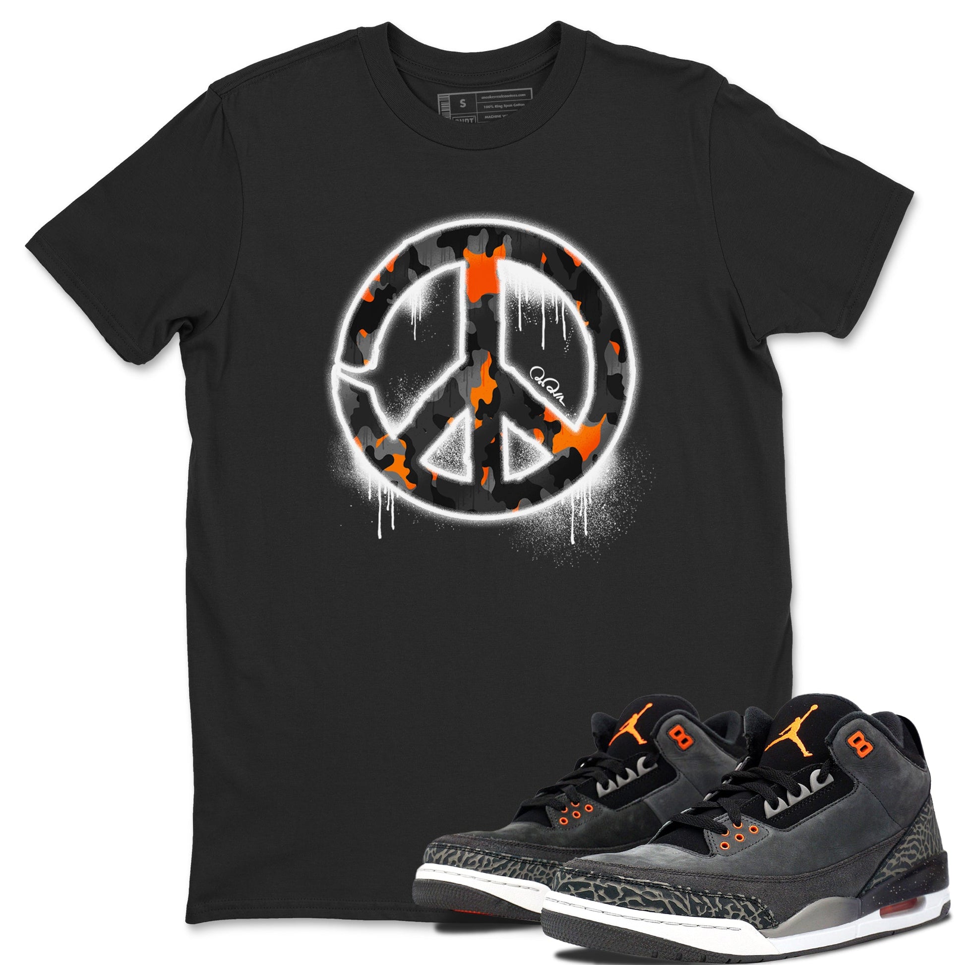 Air Jordan 3 Fear shirt to match jordans Peace Sign sneaker tees AJ3 Fear SNRT Sneaker Release Tees Unisex Black 1 T-Shirt